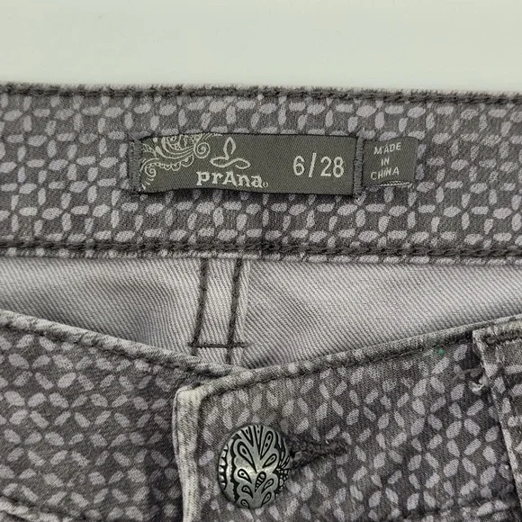 Prana Skinny Pants Womens Size 6/28 Gray Geometric Pattern Organic Cotton Blend - Picture 3 of 7